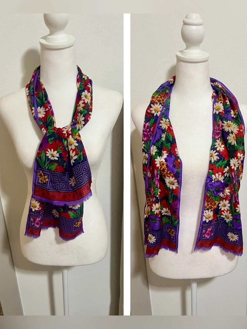 Vintage Oscar de la Renta Floral Silk Scarf